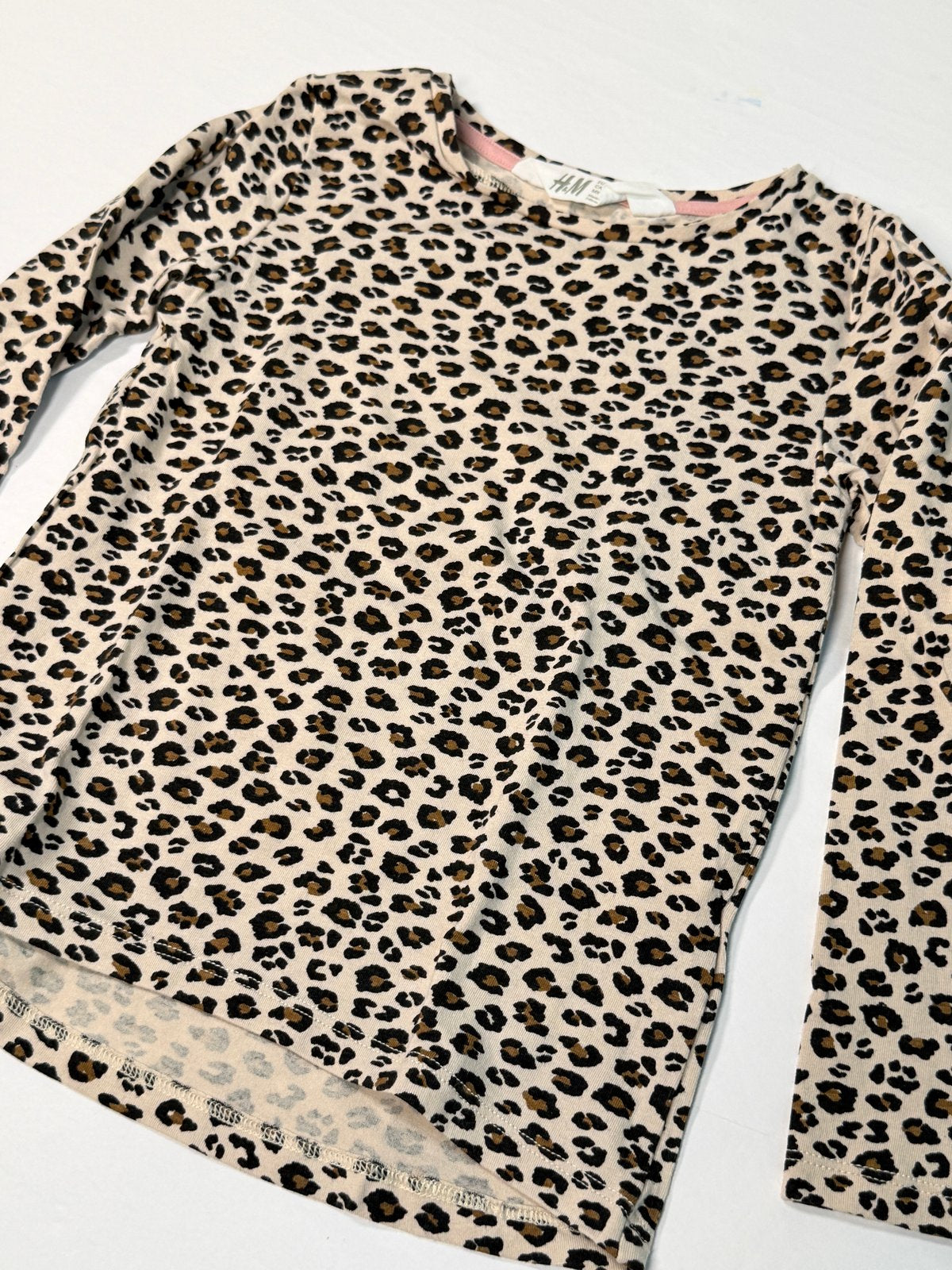 H&M Leopard Print Long Sleeve Top Size 4-6Y