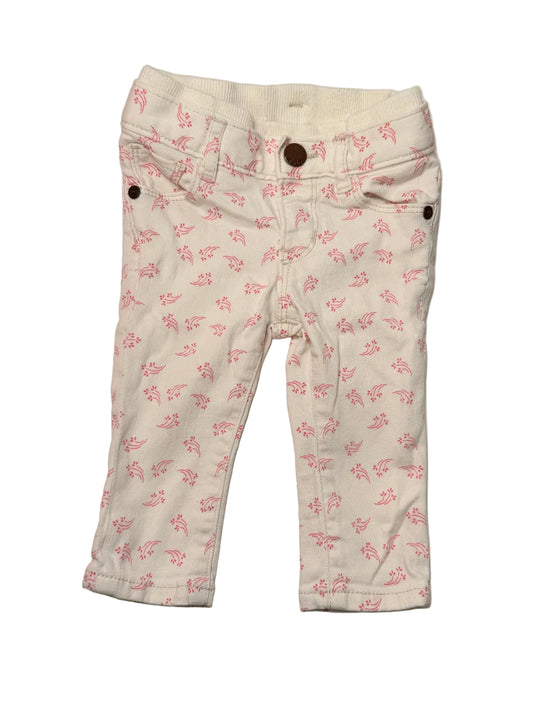 Unknown White Floral Print Jeans 6-12m