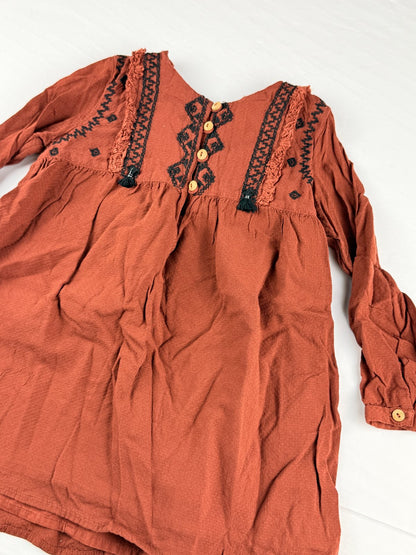 Zara BabyGirl Rust Embroidered Dress 18/24M