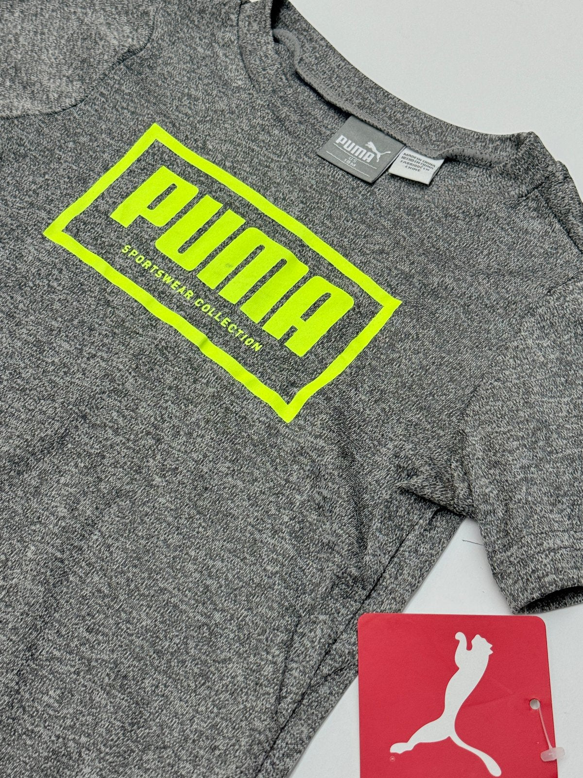 NWT - Puma Gray Heathered Logo T-Shirt 18M