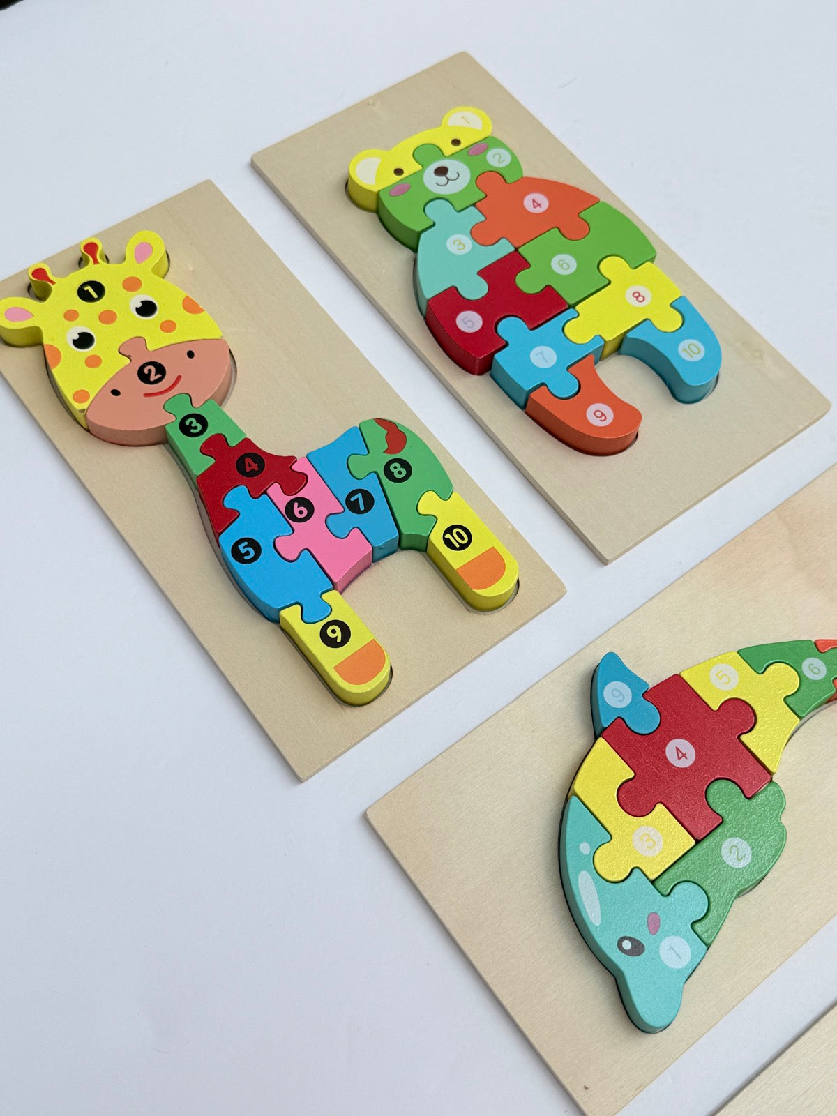 Wooden Animal Number Jigsaw Puzzle Set 4pc