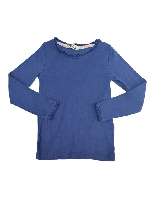 Boden Blue Ribbed Long Sleeve Top 5-6Y