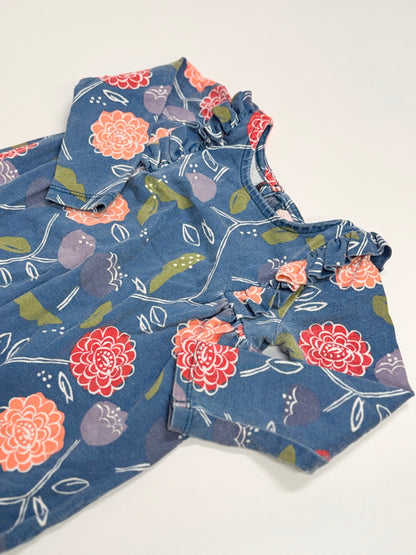 Tea Collection Floral Blue Romper 9-12m