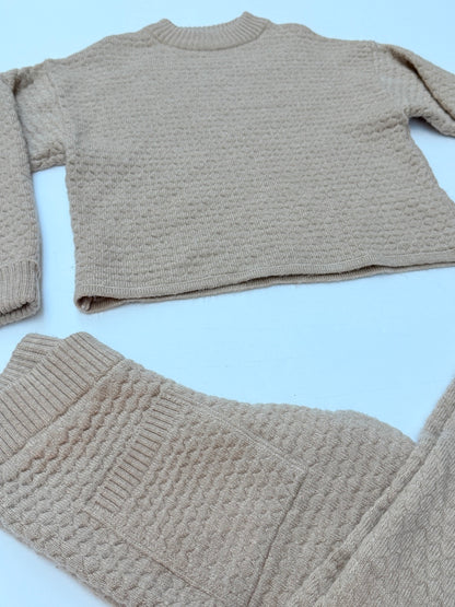 Zara Beige Knit Sweater Pants Set 9-10