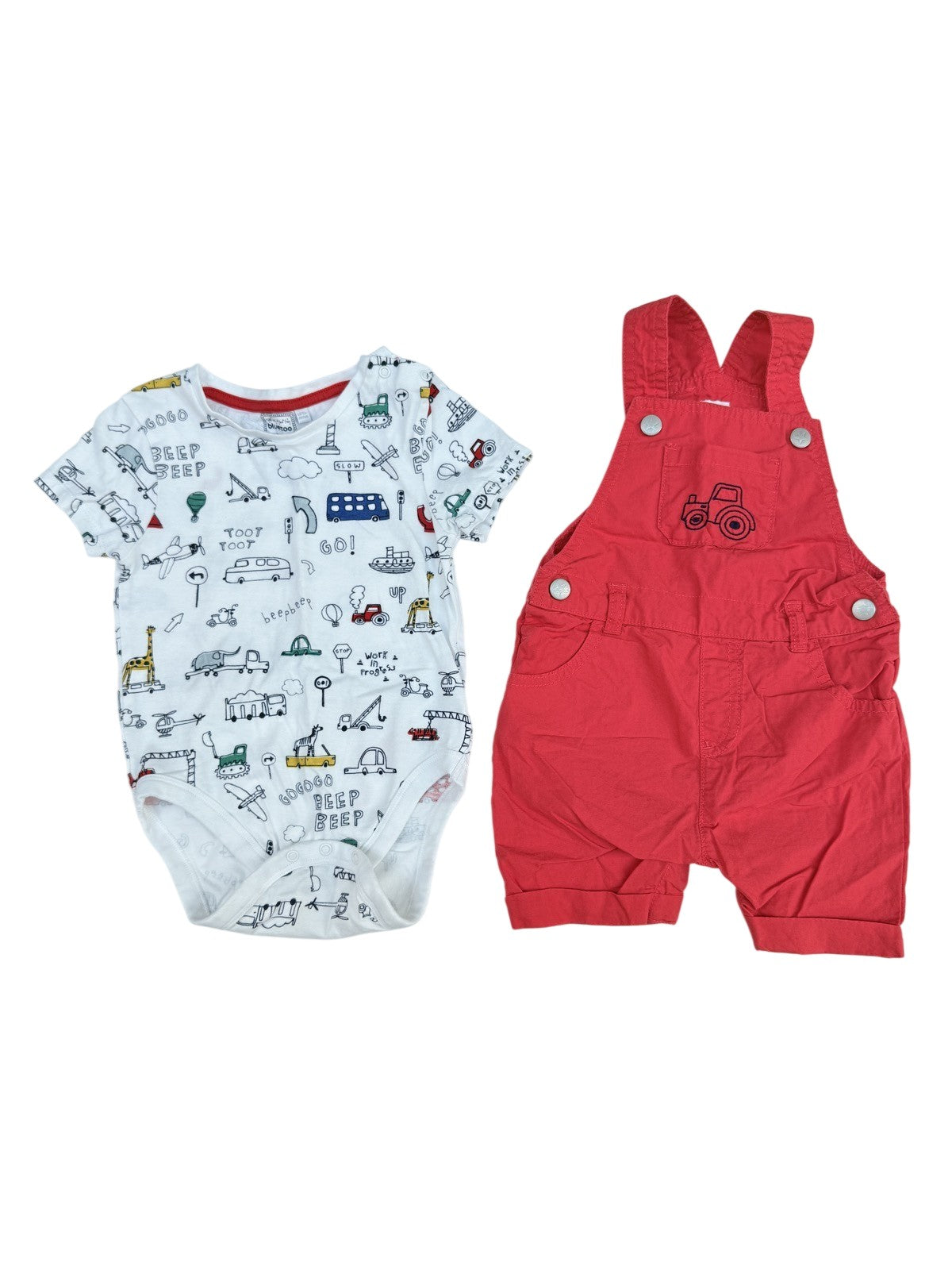 Bluezoo Baby Transport Bodysuit Dungaree Set 18-24m