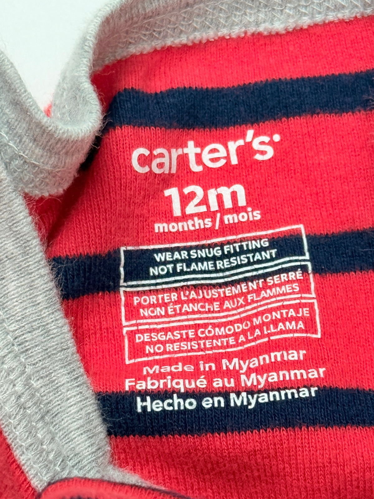Carter's Sloth Striped Footed Sleeper 12M