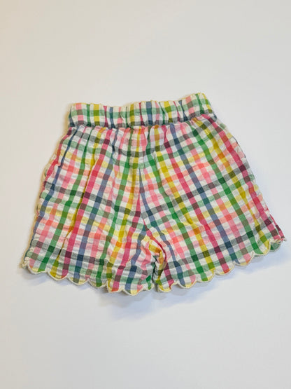 Mini Boden Rainbow Gingham Scallop Shorts 3Y