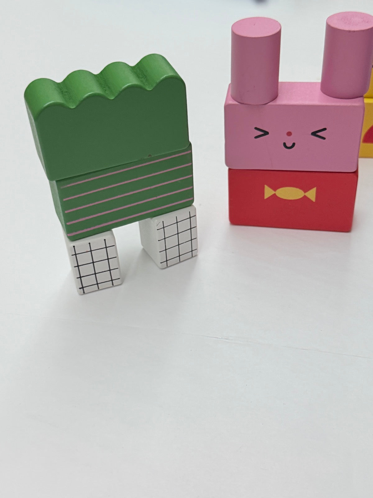 Wooden Stacking Character Building Blocks Set