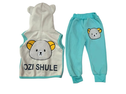 Ozi Shule Bear Hoodie Vest Set Size S