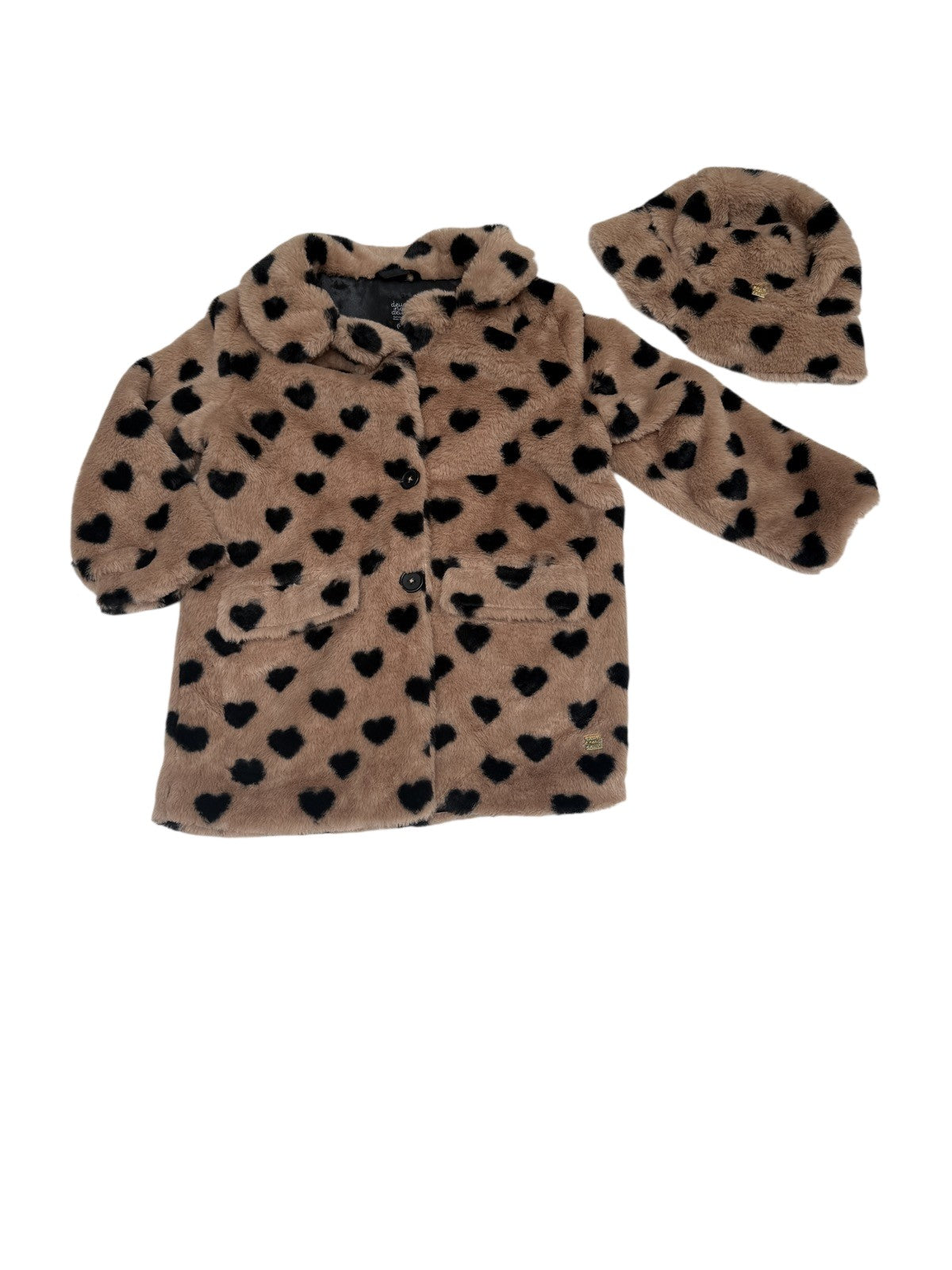 New with tags - Deux par Deux Faux Fur Heart Coat Set 4-5