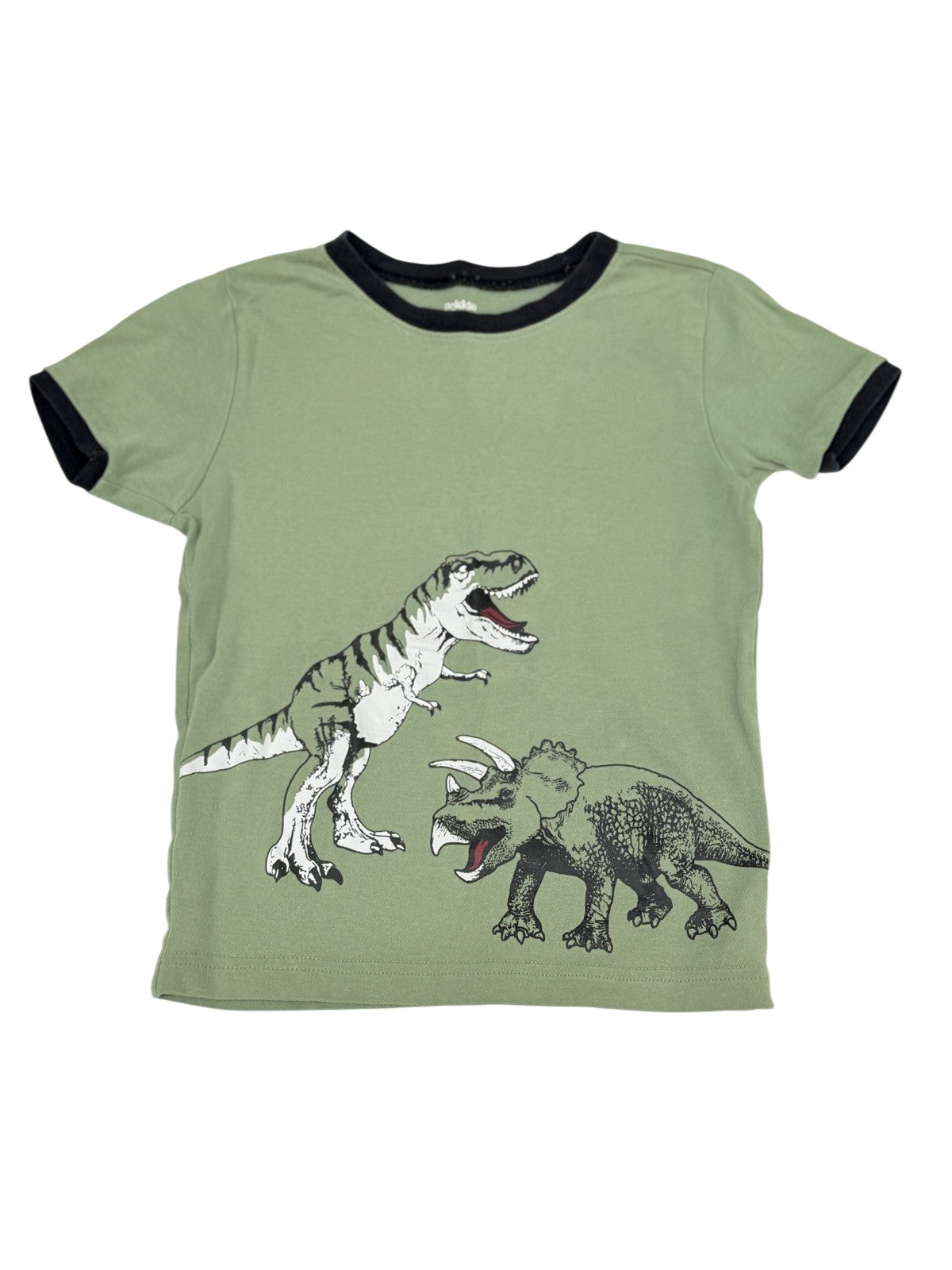 Pekkle Dinosaur Green Ringer T-Shirt Size 6