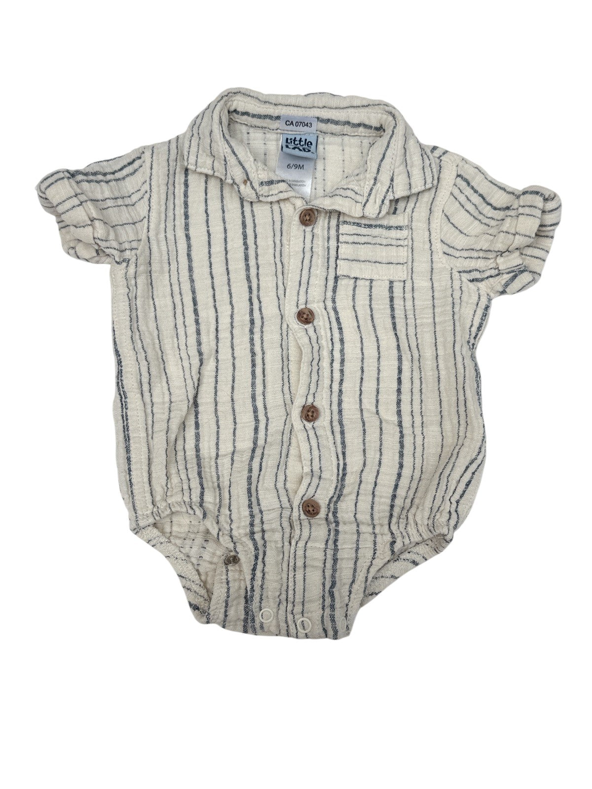 Little Lad Striped Button Romper 6 9M