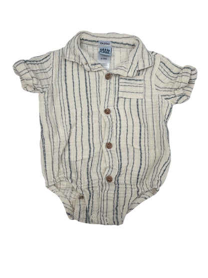 Little Lad Striped Button Romper 6 9M