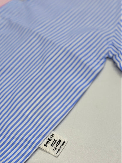 Button Shirt Shein Colorblock Stripe 12-18M