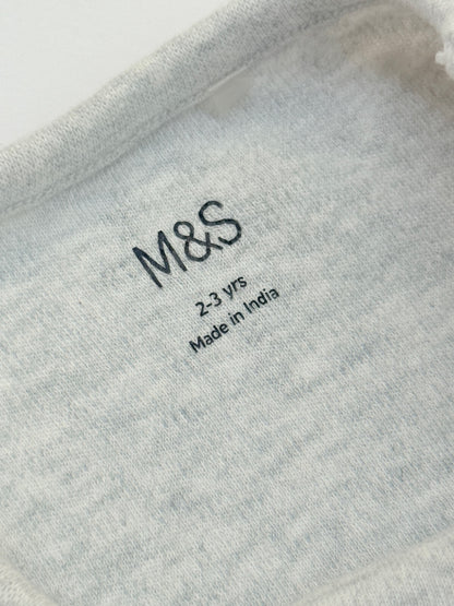 M&S Dinosaur Long Sleeve Bodysuit 2-3Y