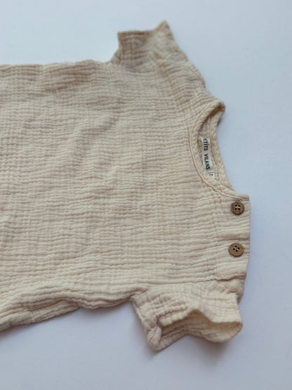 Petits Vilains Cream Muslin T-Shirt 6-12m