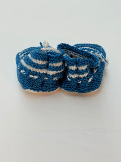 Handmade Knit Striped Baby Booties 0-6m