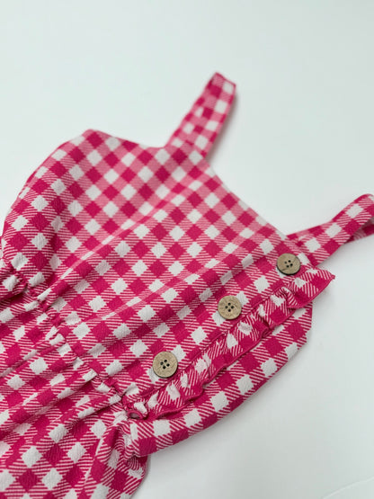Jenna & Jessie Pink Gingham Overalls Girls 8