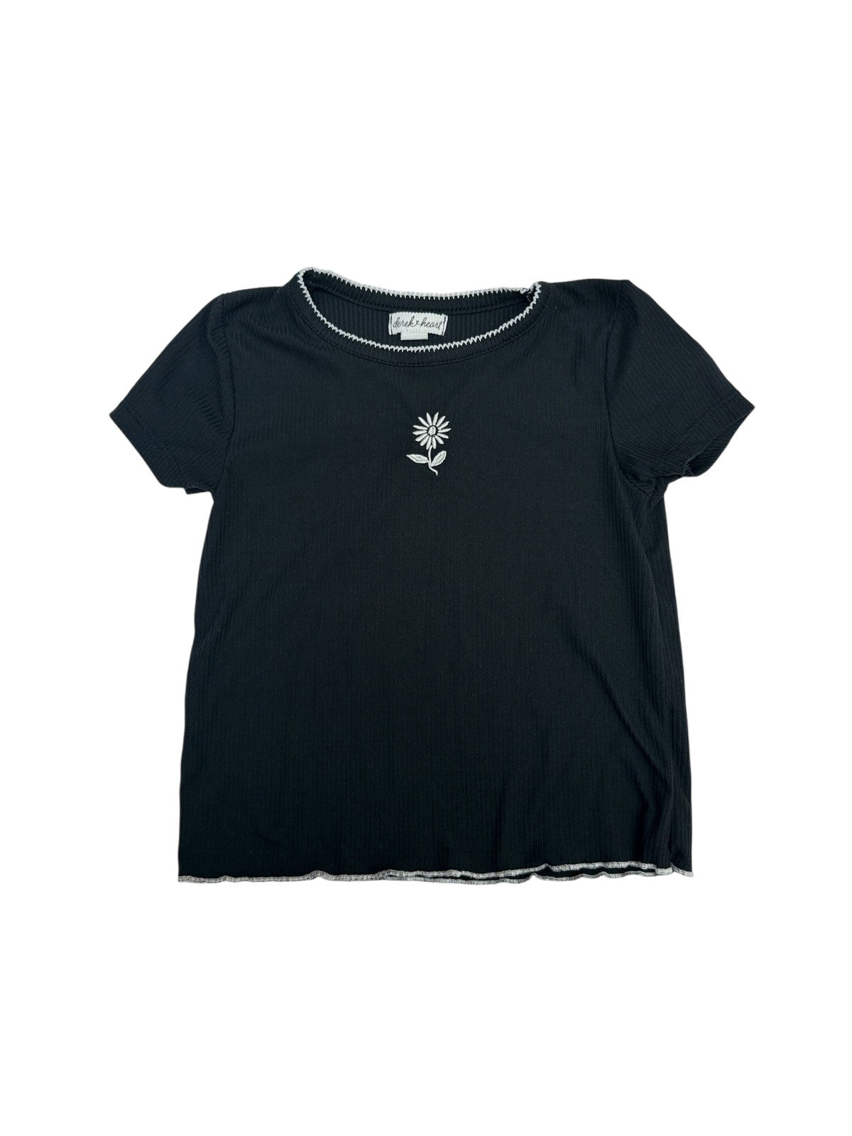 Derek Heart Black Floral T-Shirt Size 6