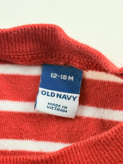 Old Navy Red Striped Terry Set 12-18M