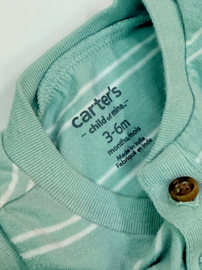Carter's Mint Stripe Sleeveless Romper 3-6m