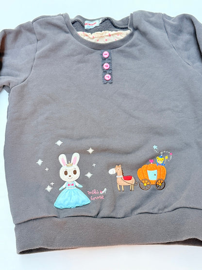Miki House Cinderella Bunny Sweatshirt Size 5-6Y