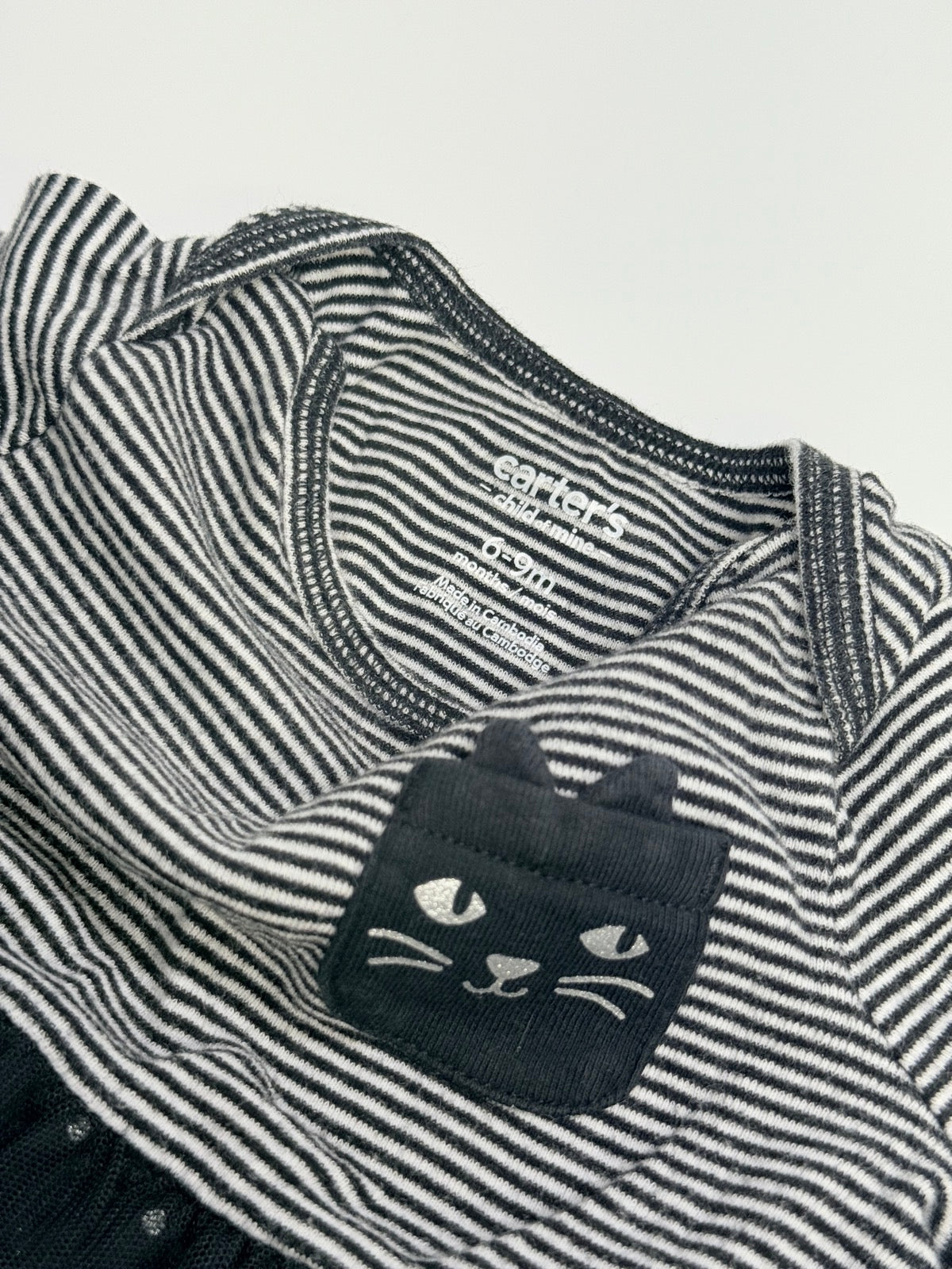 Carter's Black Cat Striped Tutu Dress 6-9m
