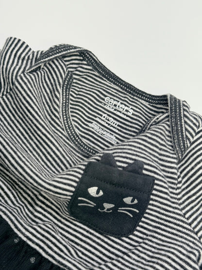 Carter's Black Cat Striped Tutu Dress 6-9m