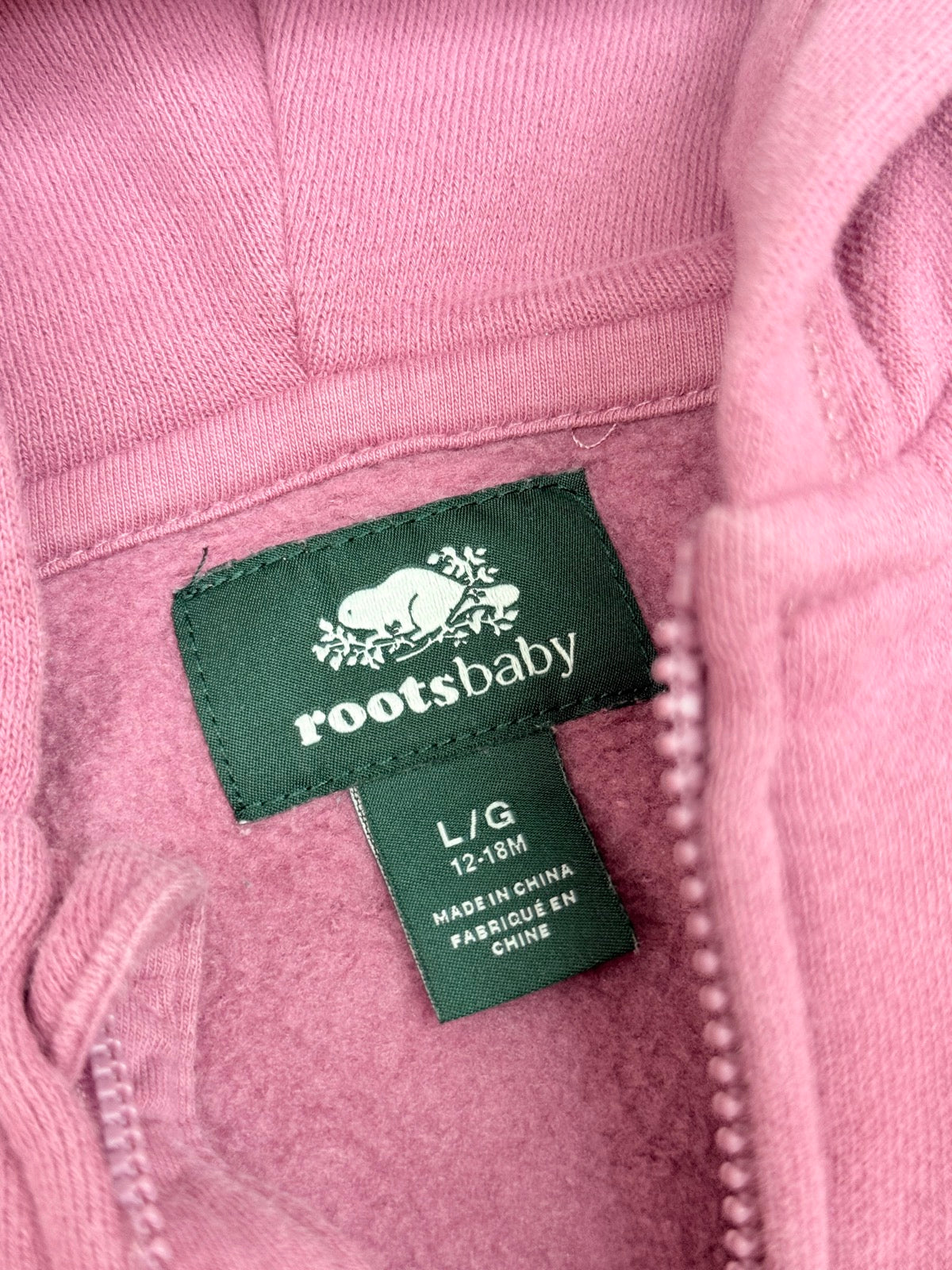 Roots Baby Pink Zip Hoodie 12-18M