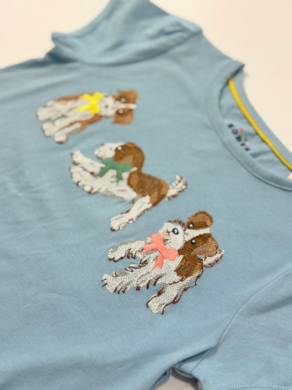 Mini Boden Embroidered Puppy T-Shirt 6-7Y