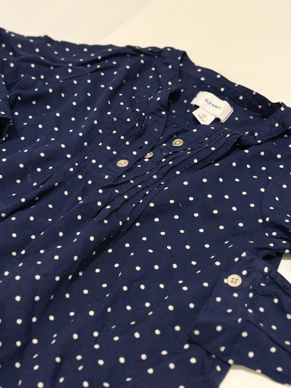Old Navy Navy Polka Dot Blouse 3T