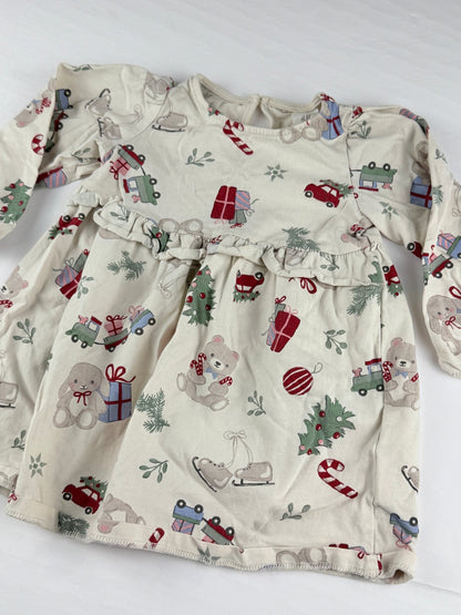 H&M Christmas Print Dress Size 9-12M