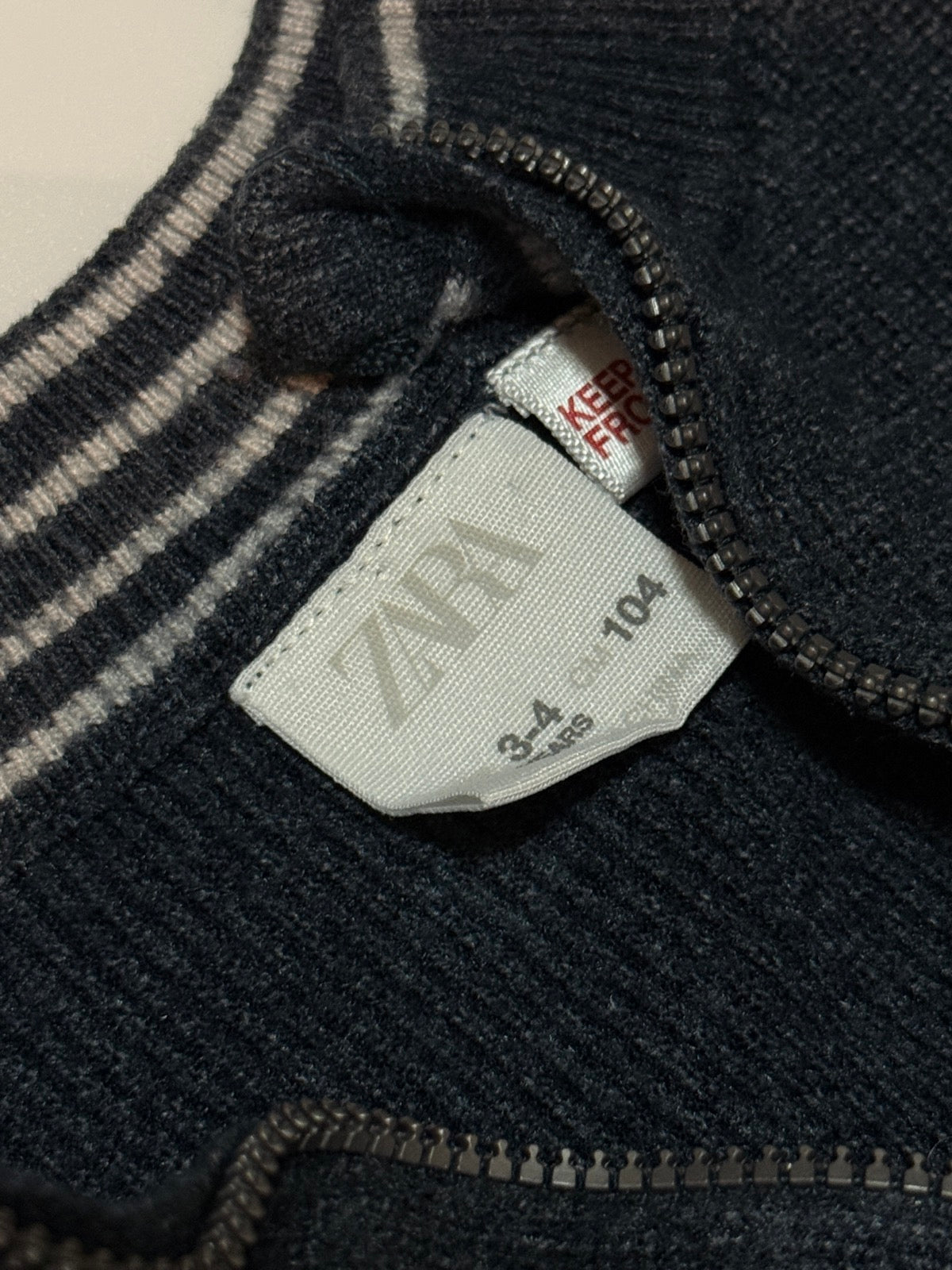 Zara Dark Navy Quarter-Zip Knit Sweater 3-4Y