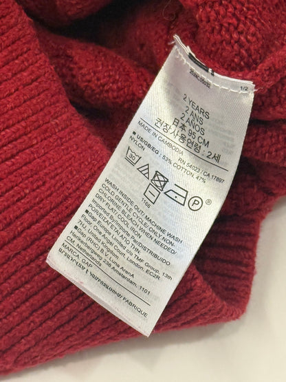 Baby Gap Red Cable Knit Sweater 2T