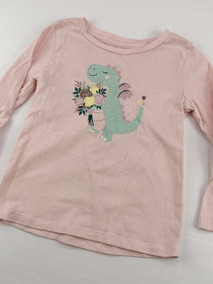 George Dinosaur Floral Pink Long Sleeve T-Shirt 3T