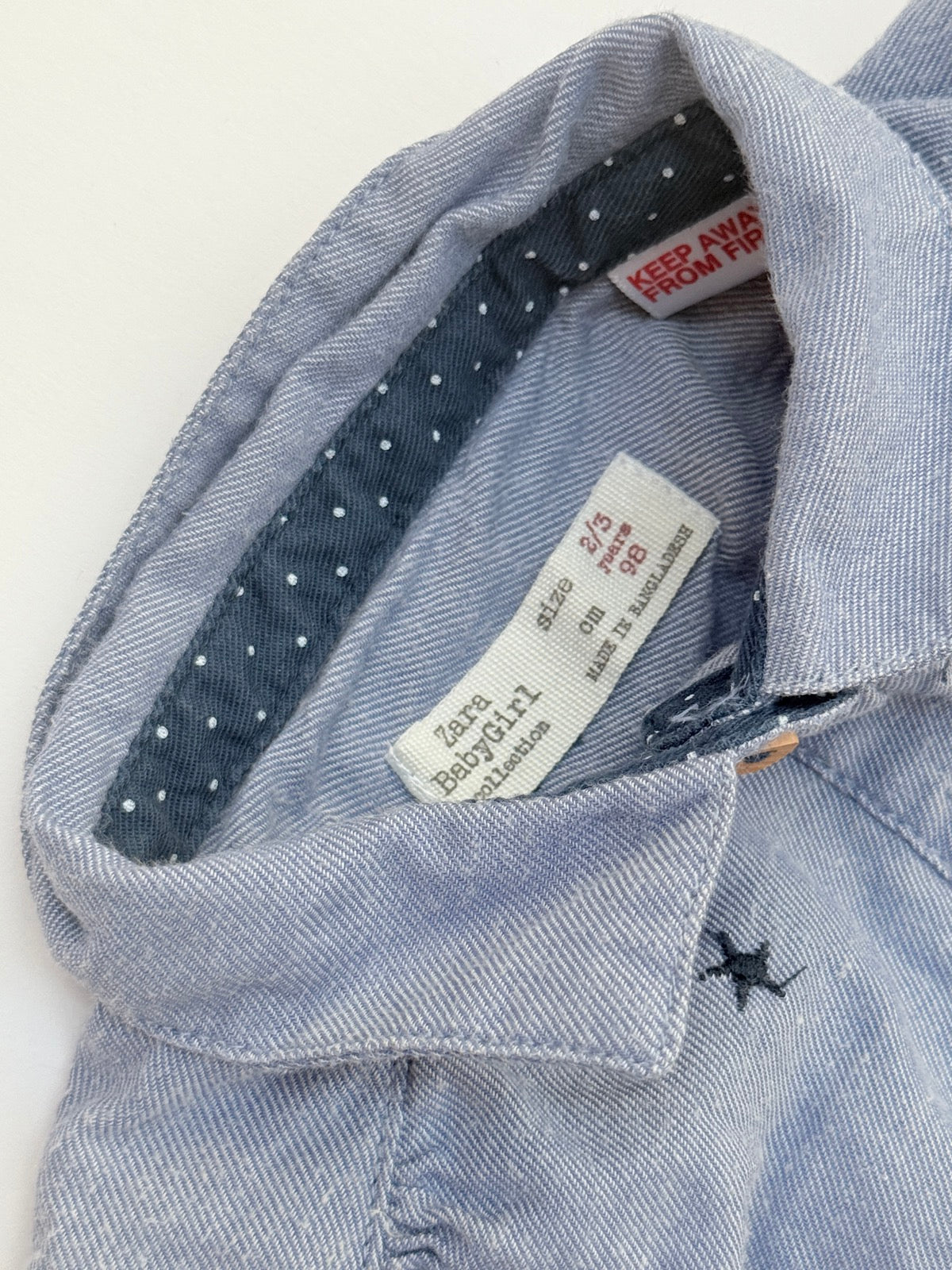 Zara Baby Girl Star Shirt Dress Size 2-3Y