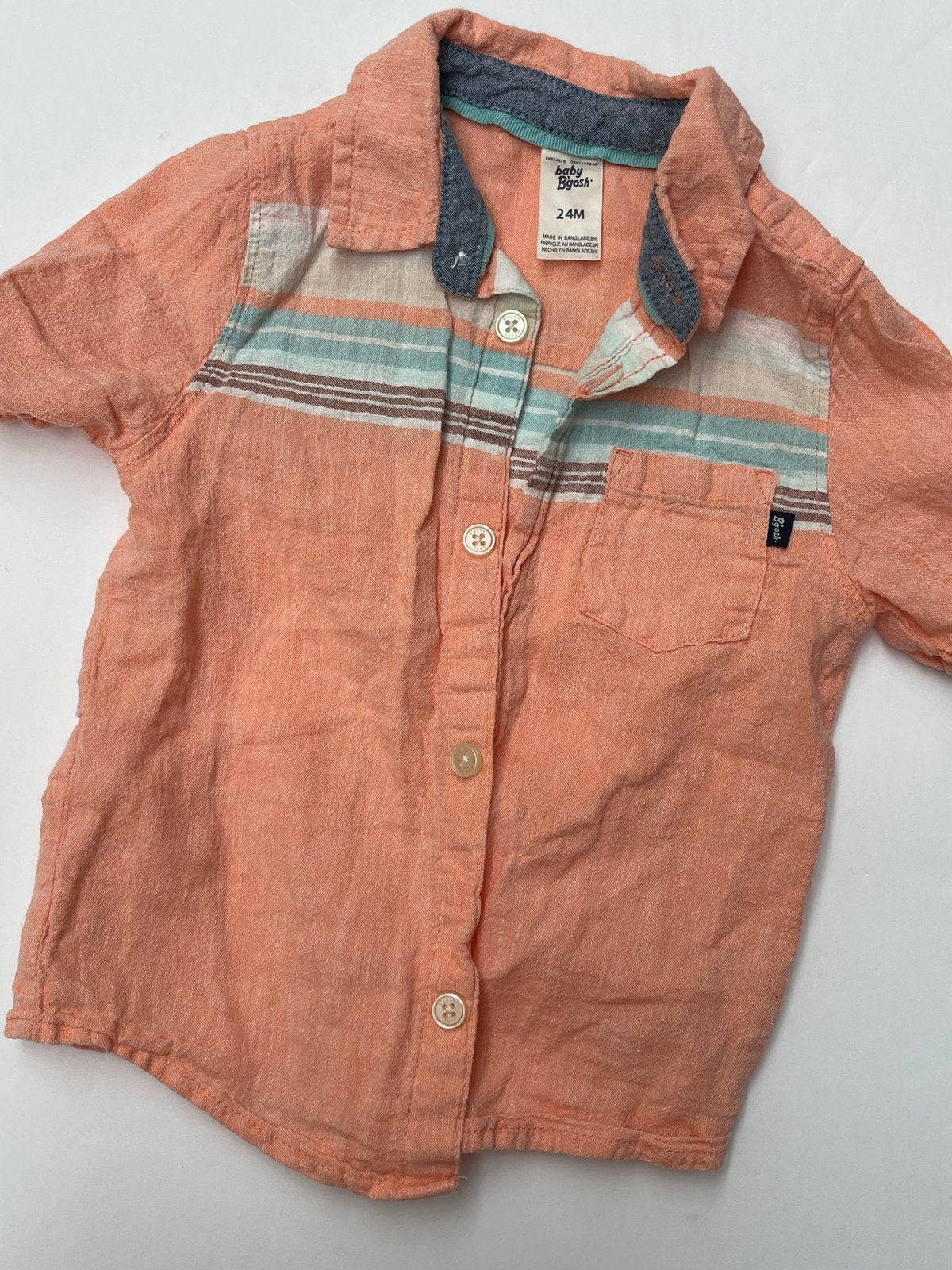 baby B'gosh Orange Striped Linen Blend Shirt 24M