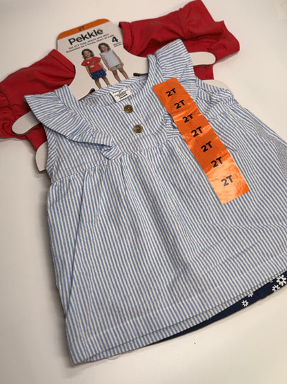 Pekkle 4-Piece Top Shorts Skirt Set 2T
