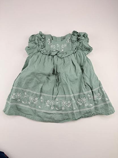 M&S Peter Rabbit Embroidered Green Dress 6-9M