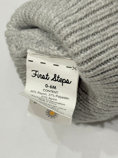 First Steps Gray Bear Ear Knit Hat 0-6M