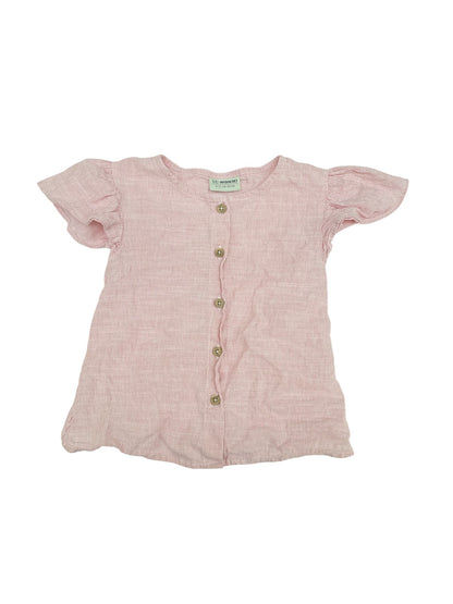 LC Waikiki Pink Striped Button-Back Blouse 6-7Y