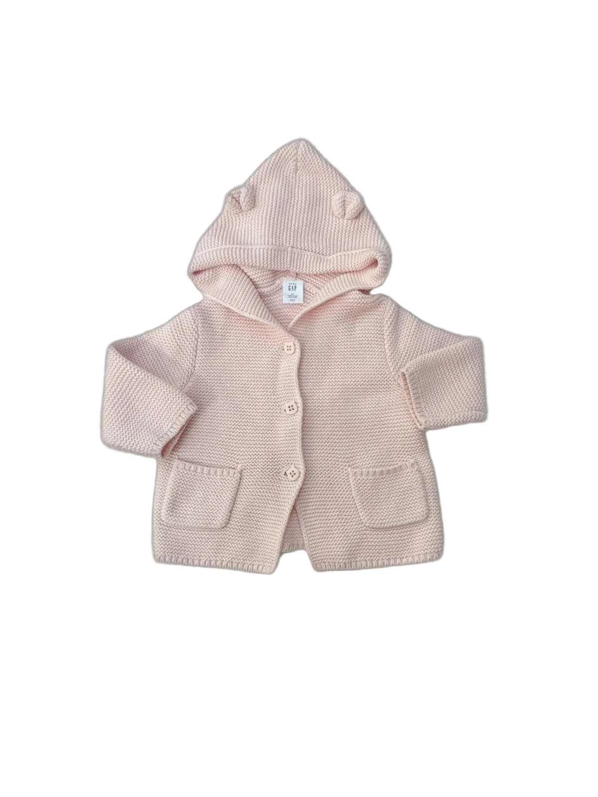 Gap Pink Hooded Knit Cardigan 3-6M
