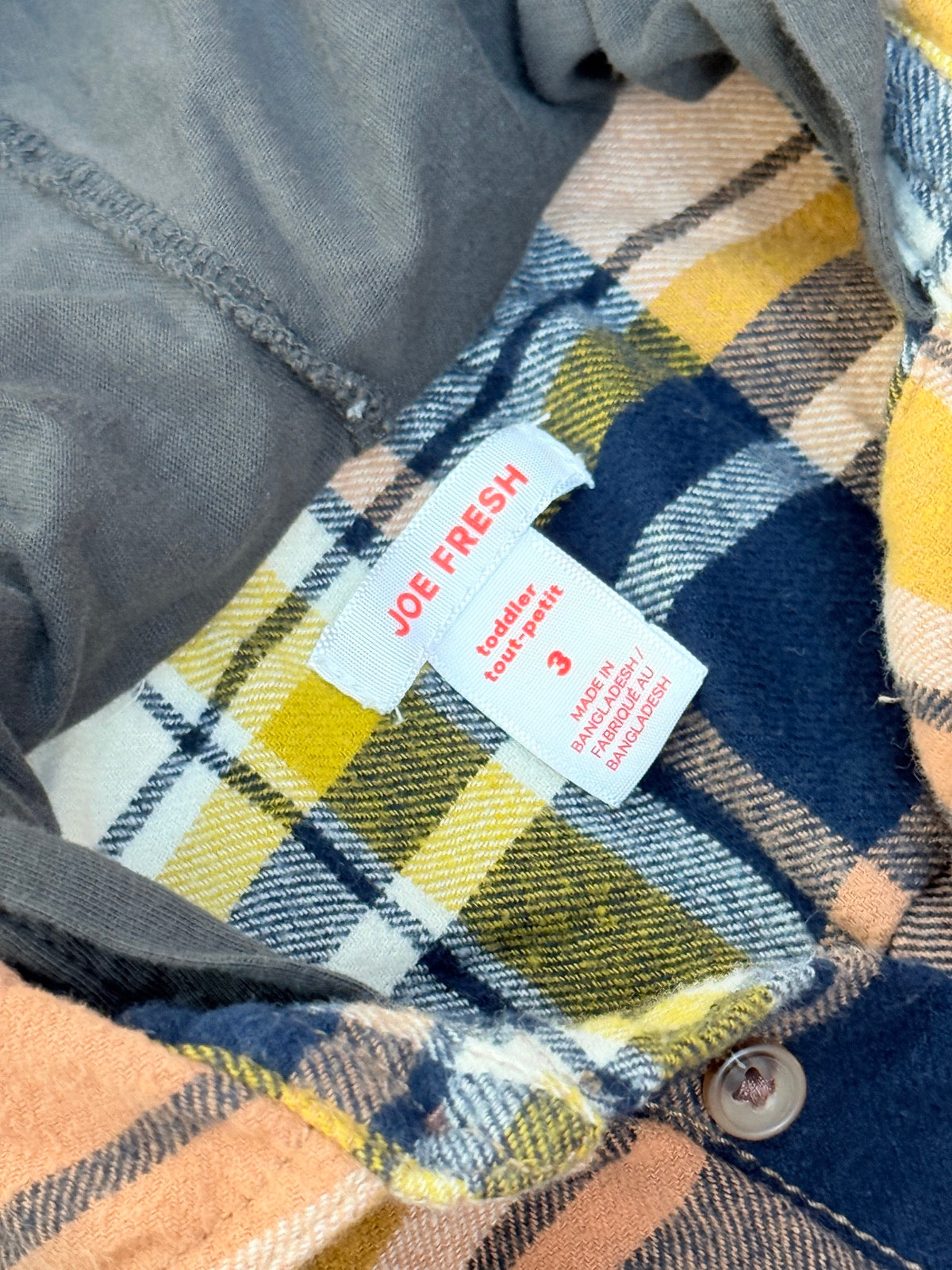 Joe Fresh Plaid Hooded Flannel Shirt Size 3