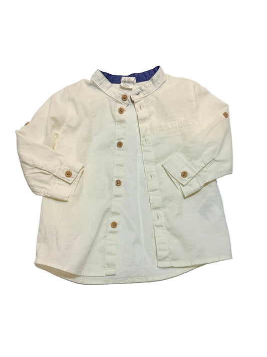 H&M White Cotton Button-Up Shirt 6-9M