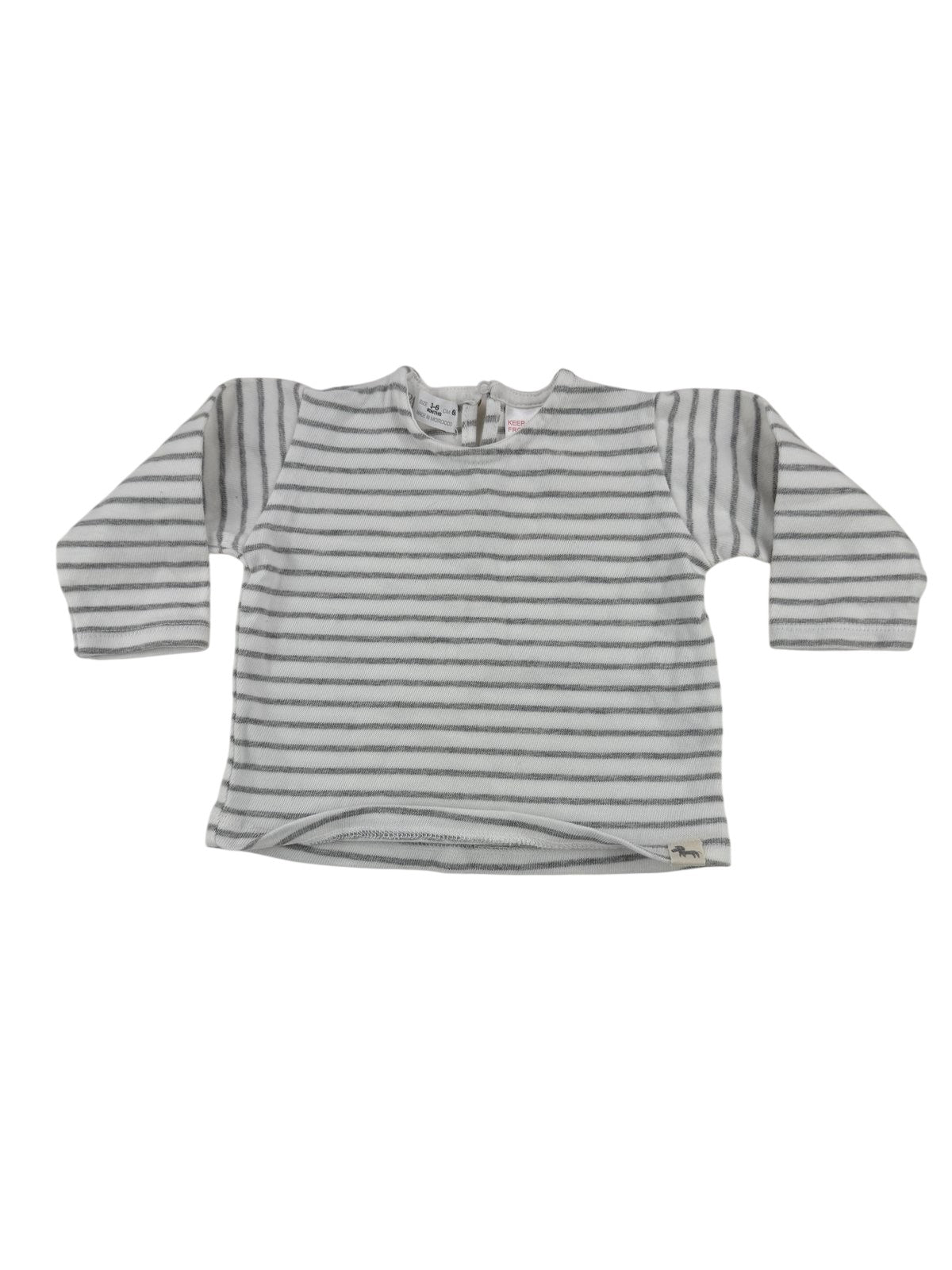 Zara Gray Striped Long Sleeve T-Shirt 3-6M