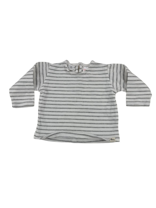 Zara Gray Striped Long Sleeve T-Shirt 3-6M