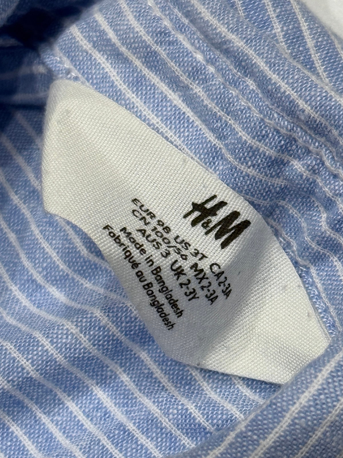 H&M Blue Stripe Linen Shirt 3T