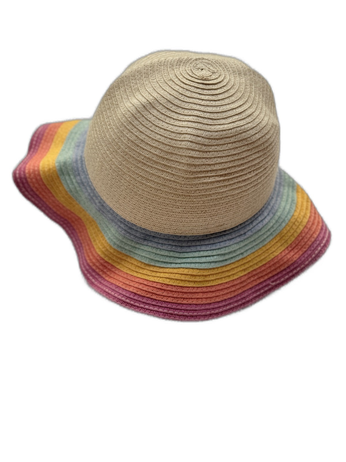 H&M Rainbow Brim Straw Sun Hat Size 6-10