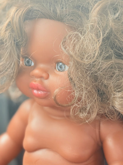 Minikane Charlie Baby Doll Curly Hair Blue Eyes