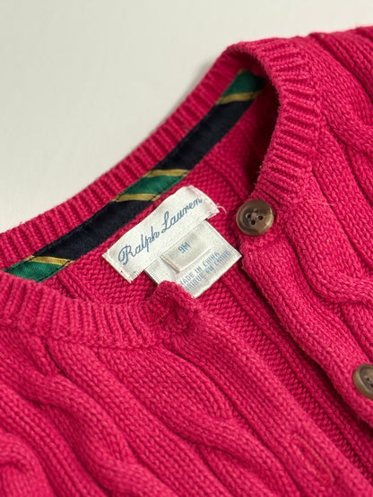 Ralph Lauren Pink Cable Knit Cardigan 9M